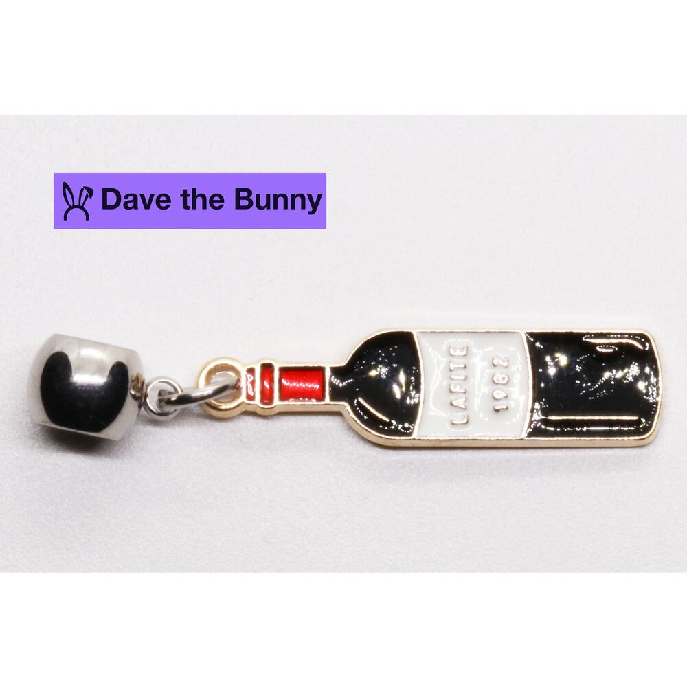 Red Wine Bottle Pendant Necklace With Lafite 1982 Enamel Charm, Purple Pouch - Picture 5 of 9